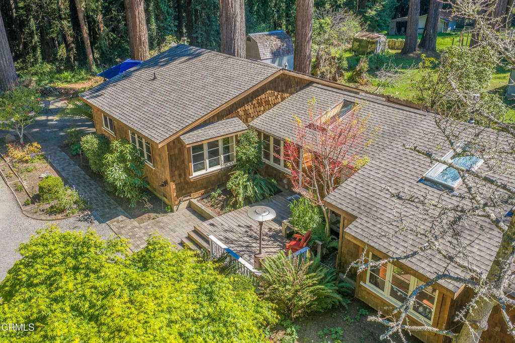 32450 Simpson Lane Fort Bragg, CA 95437 - Photo 49 of 54 aerial view of a house with a yard and potted plants