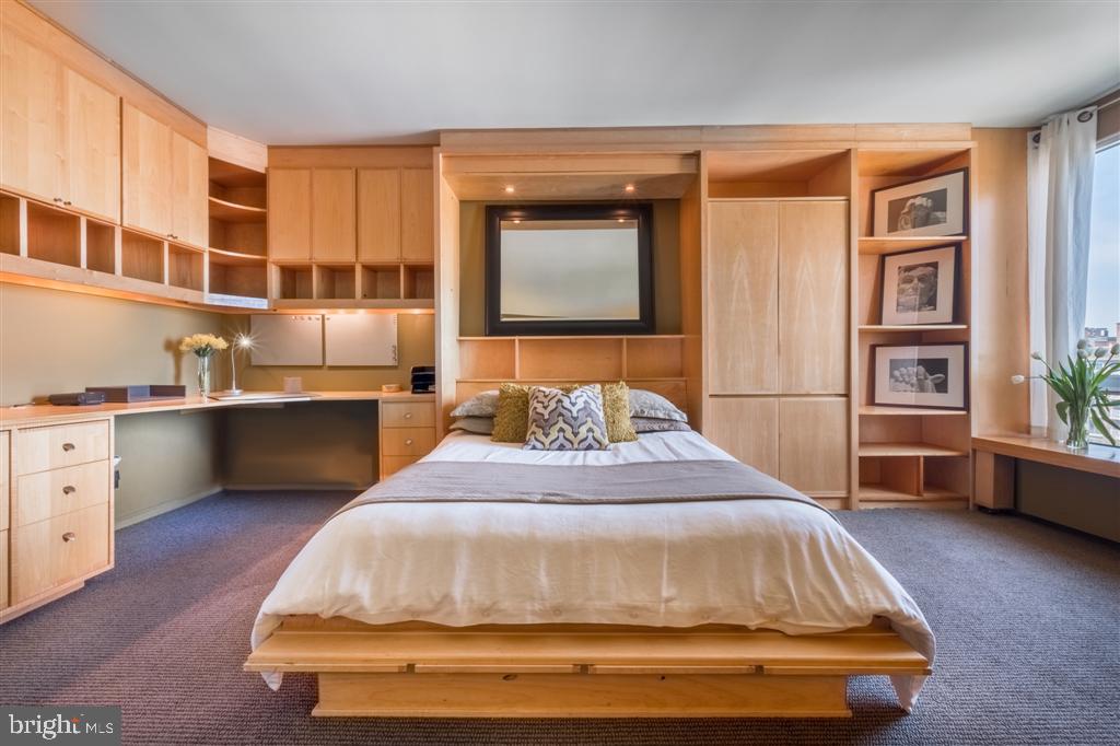 1425 4th Street Southwest, Unit A801 Washington, DC 20024 - Photo 2 of 19 a bedroom with a bed and a cabinets