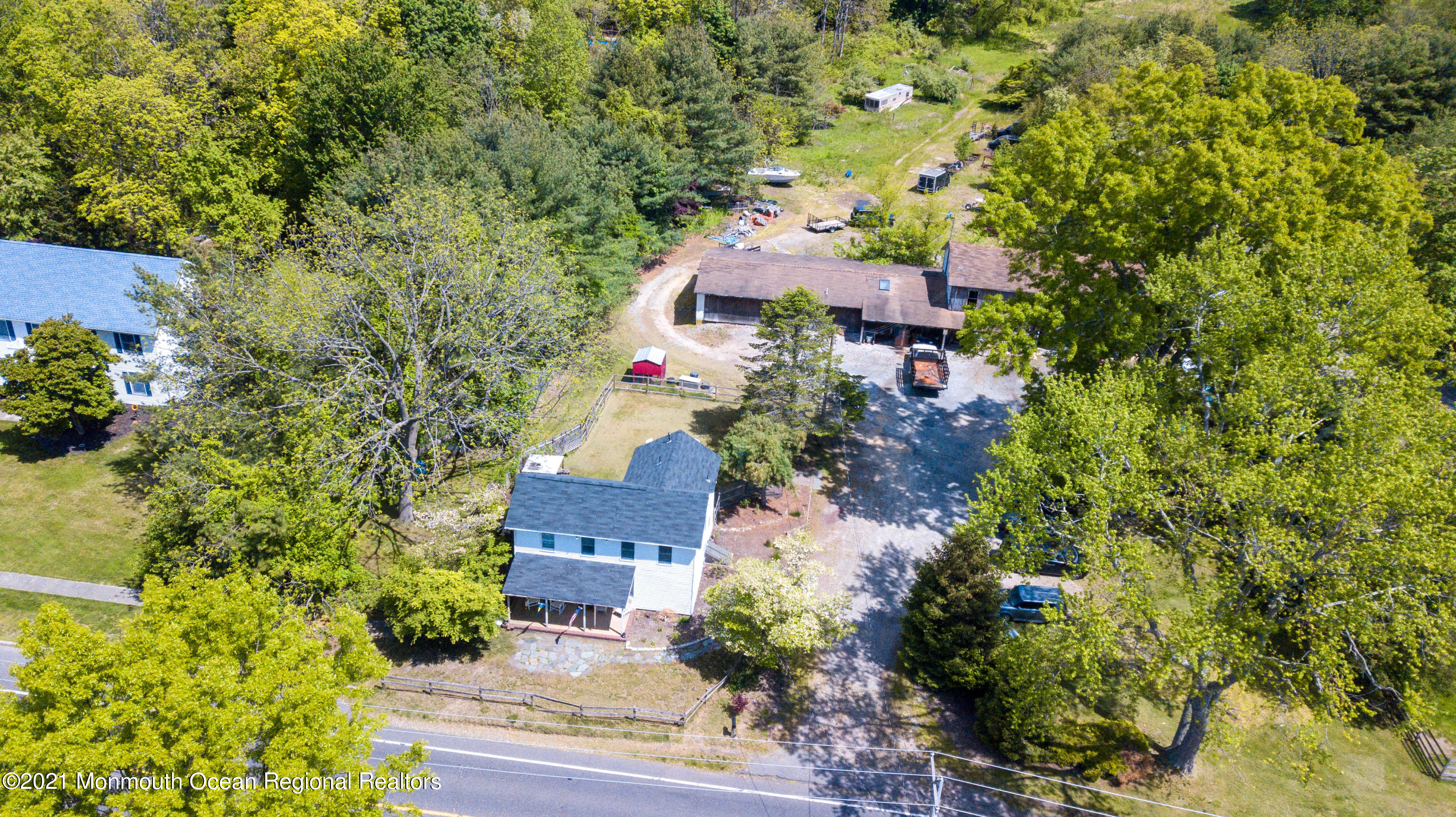 198 Adelphia Road Farmingdale, NJ 07727 - Photo 3 of 28 an aerial view of residential house with outdoor space and trees all around