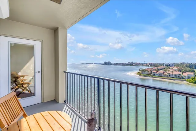 a view of an ocean with city