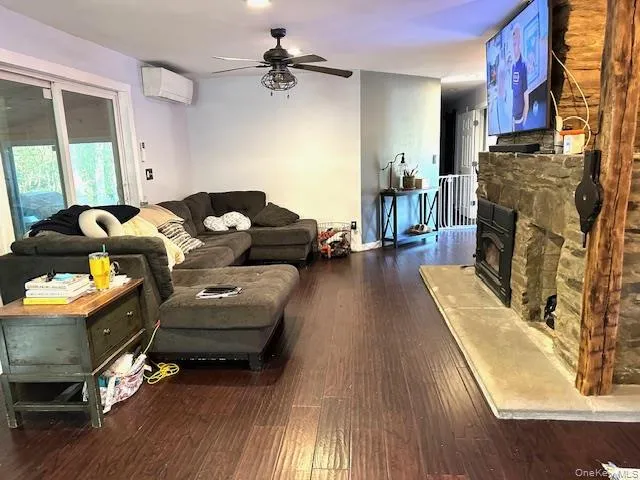 a view of a hallway with washer and dryer