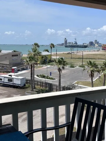 a view of a city from a balcony