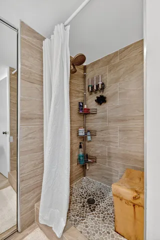 a bathroom with a shower