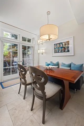 a table and chairs in a room