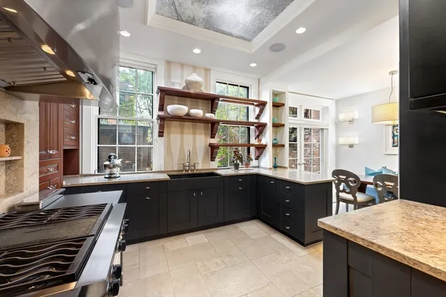 a kitchen with a sink counter top space and appliances