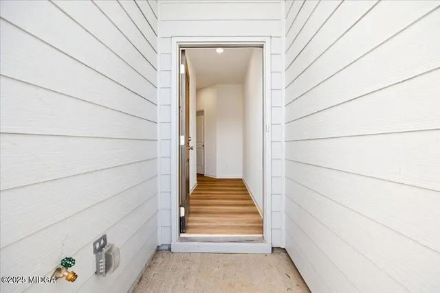 a view of wooden staircase