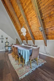 a living room with wooden floor