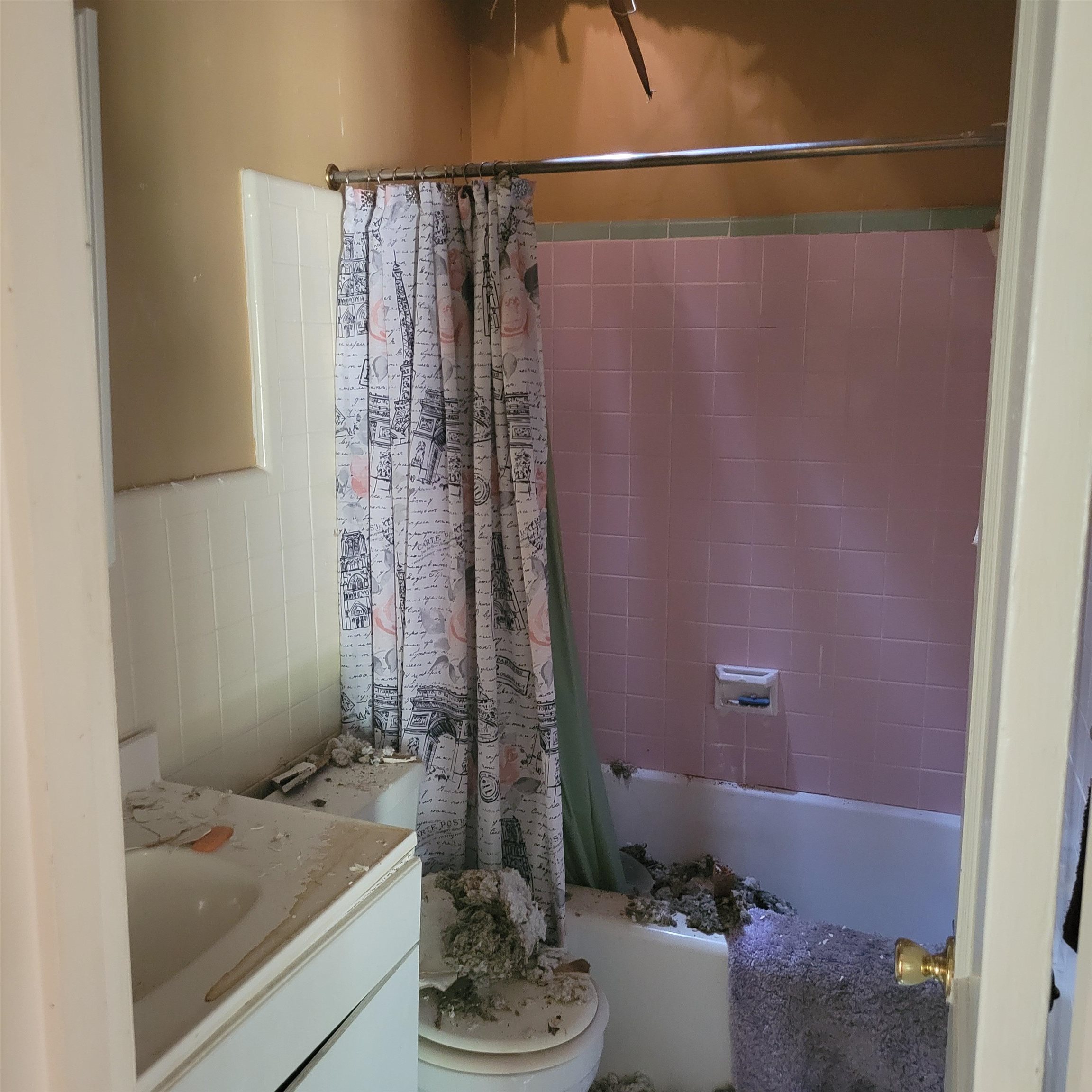 963 Rutgers Road Memphis, TN 38106 - Photo 15 of 21 a bathroom with a granite countertop sink a toilet and shower