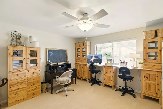 a view of a room with racks on the wall