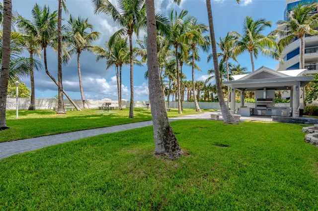 a view of a park and trees