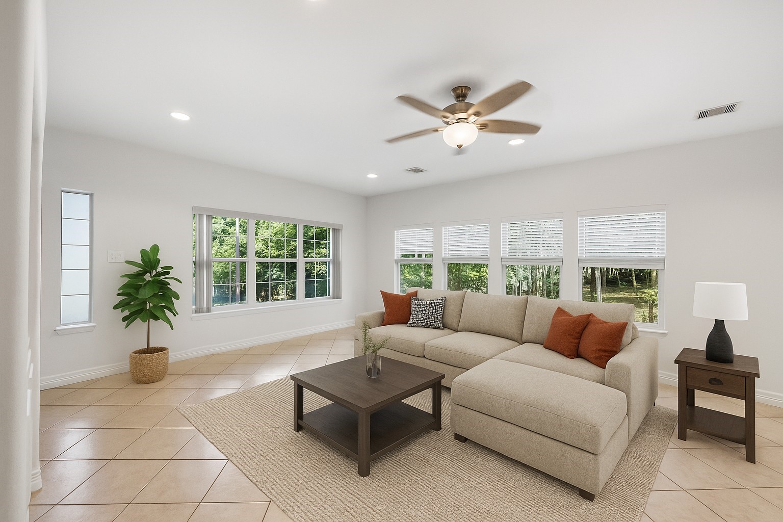 110 Lords Circle Coldspring, TX 77331 - Photo 6 of 34 Virtually staged living room wall of window views