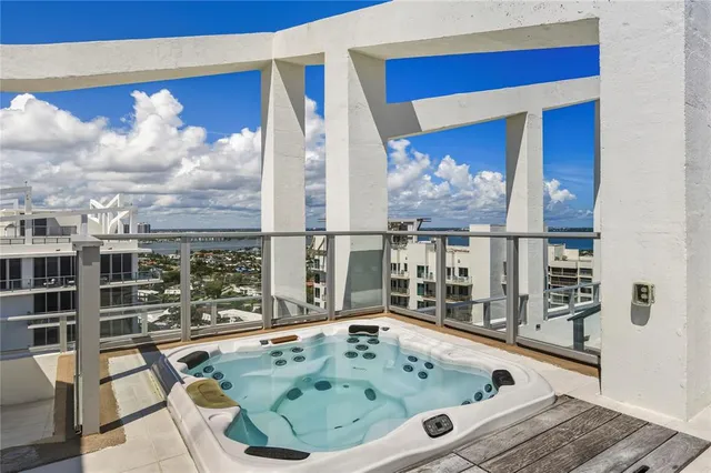 a view of a balcony with a couch