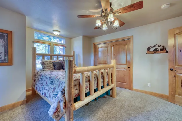 a view of a backyard with large trees