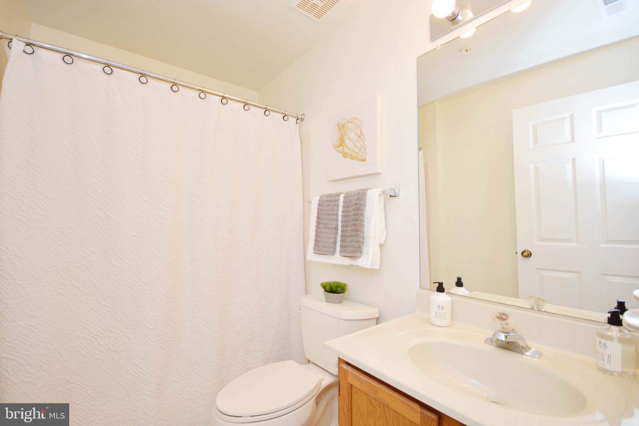 2900 Shipmaster Way, Unit 315 Annapolis, MD 21401 - Photo 18 of 39 a bathroom with a sink a toilet and shower curtain