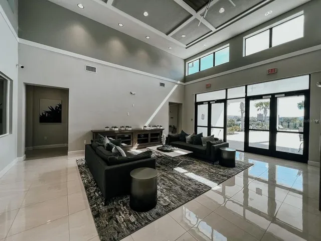 a living room with furniture