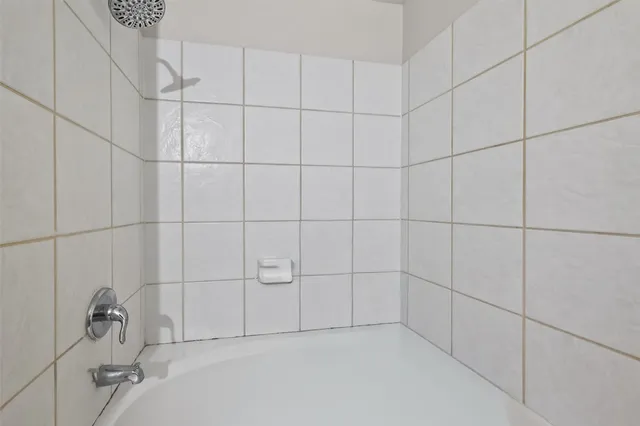 a bathroom with a bathtub