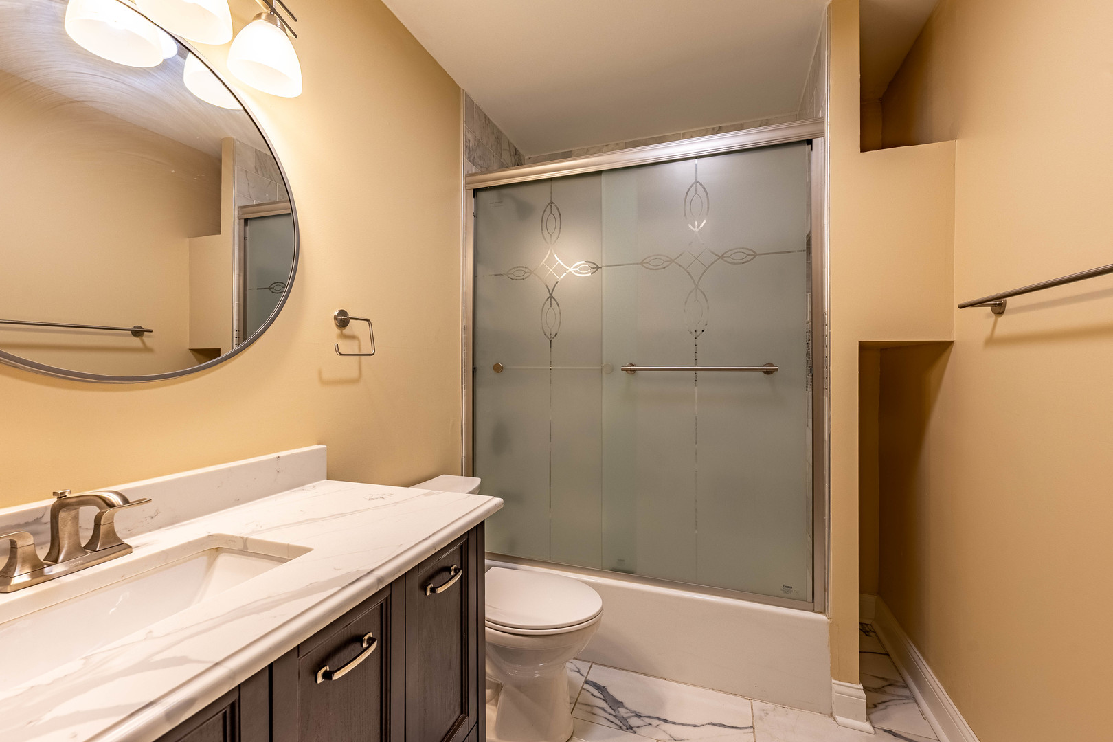 2012 West Coulter Street Chicago, IL 60608 - Photo 16 of 47 a bathroom with a granite countertop sink toilet and shower