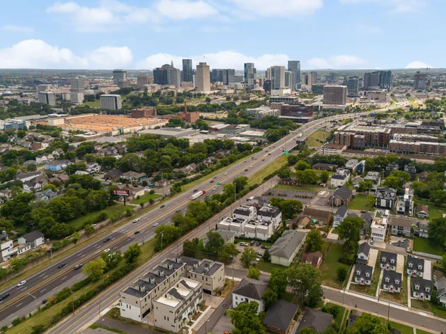 an aerial view of a city