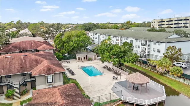 a view of houses with a lake