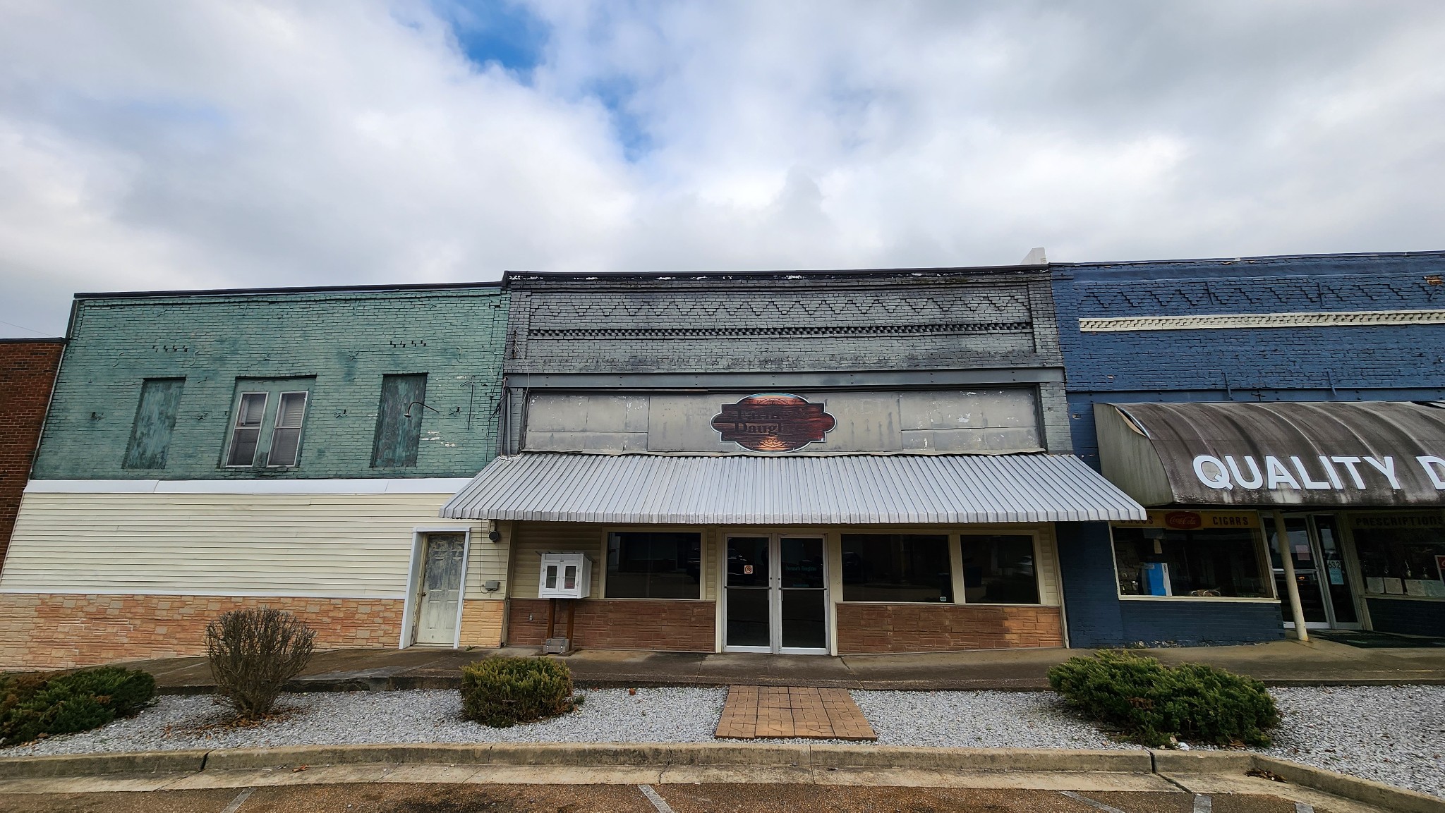 a view of a building with a window