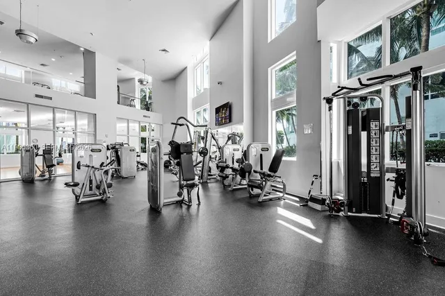 a view of a room with gym equipment