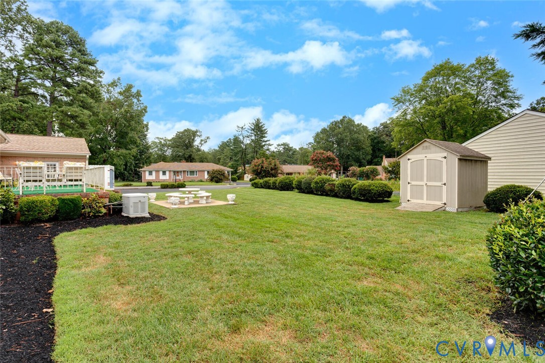 307 North Wilkinson Road Richmond, VA 23227 - Photo 45 of 48 View of green lawn with a shed and view of scatter