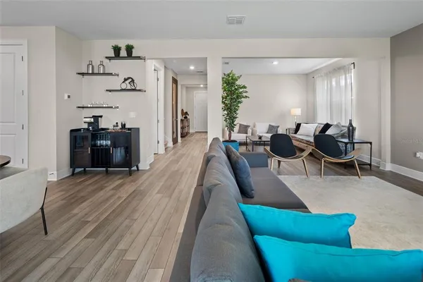 a living room with furniture