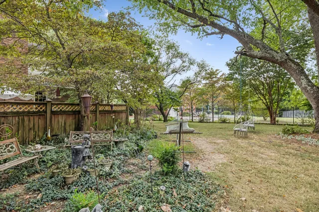 a view of a yard with a tree