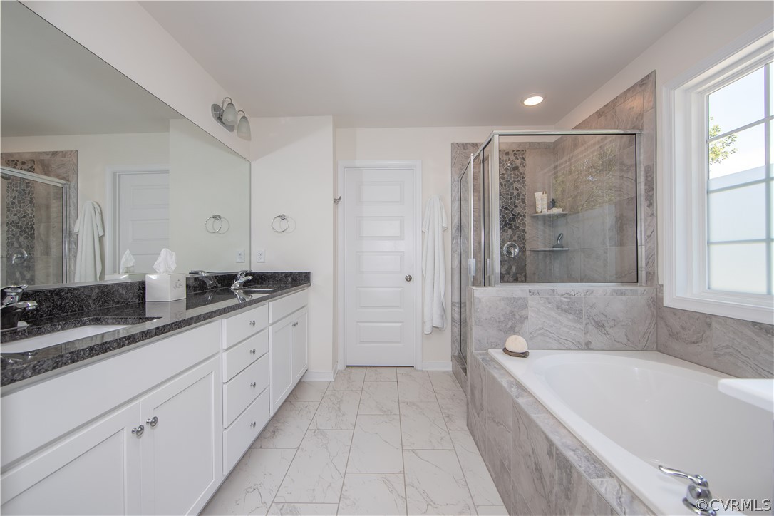 15525 Wolfboro Road Chesterfield, VA 23832 - Photo 19 of 35 Primary Bathroom with garden tub, tile shower, dou