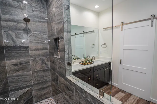 a bathroom with a shower