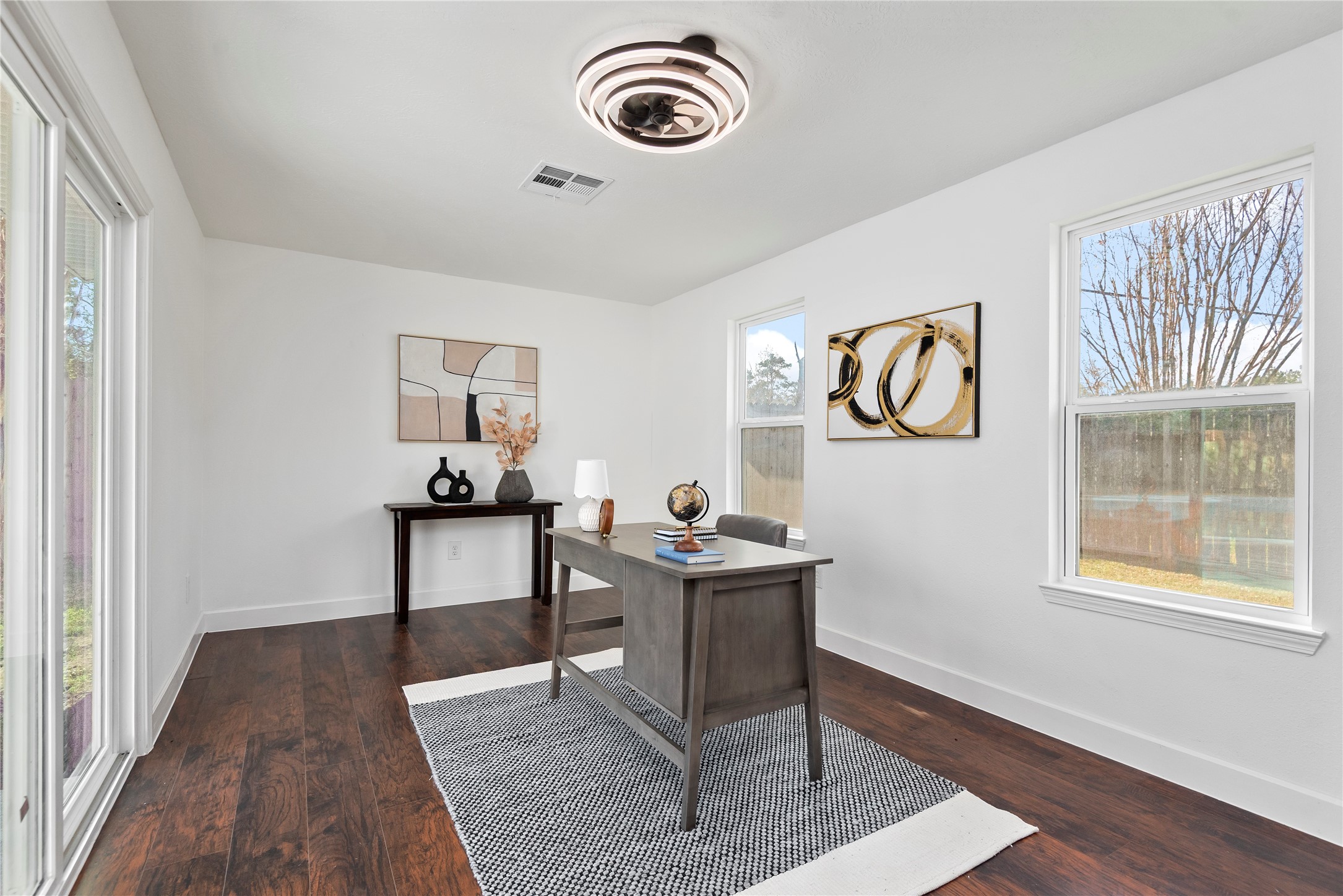 6126 Knotty Post Lane Spring, TX 77373 - Photo 12 of 18 a view of workspace with wooden floor