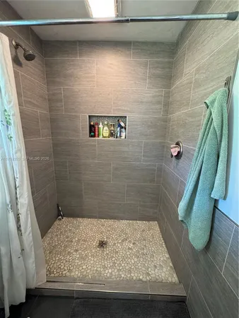 a bathroom with a bathtub