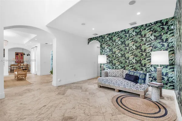 a view of a park with a tree