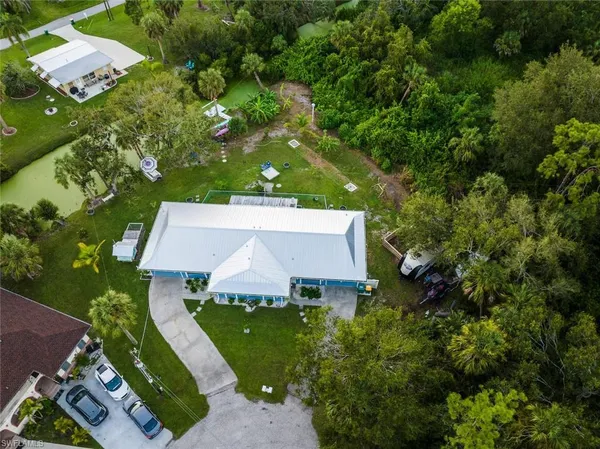 an aerial view of a house