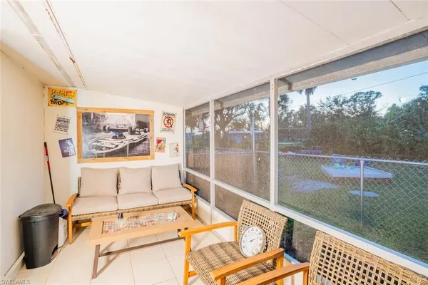 a living room with a large window