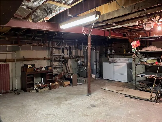 a view of a storage room with racks
