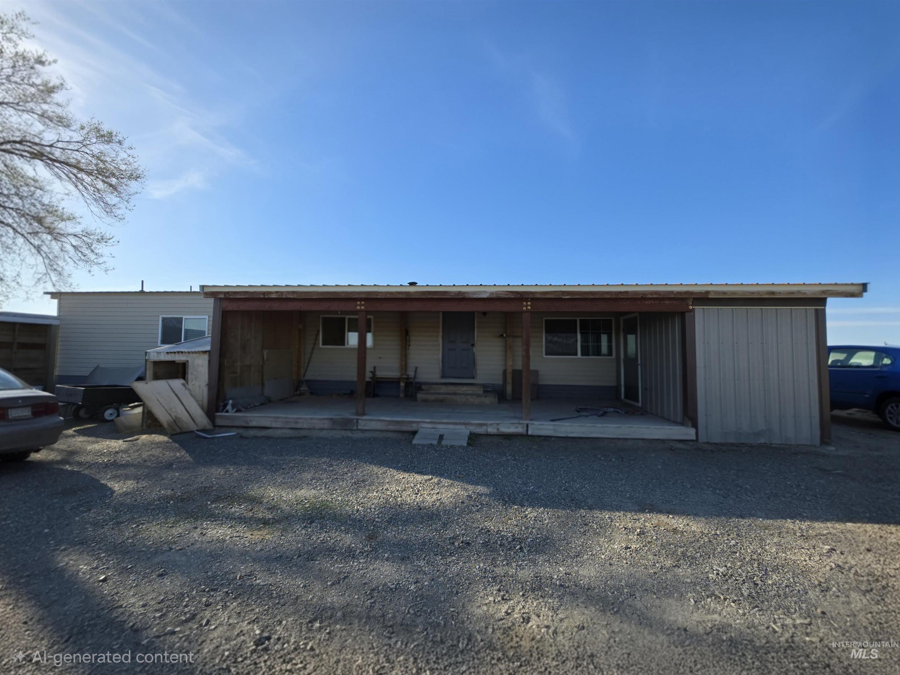 View of front of home featuring a wooden deck