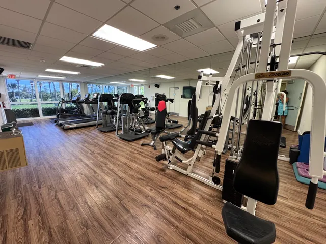 a view of a room with gym equipment