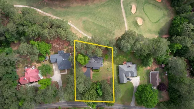 an aerial view of a house