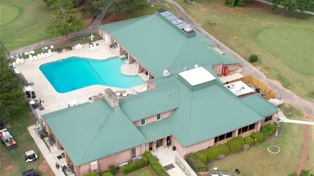 an aerial view of a house