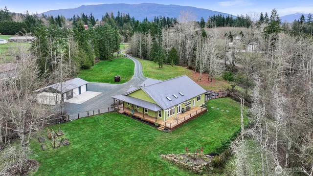 an aerial view of a house