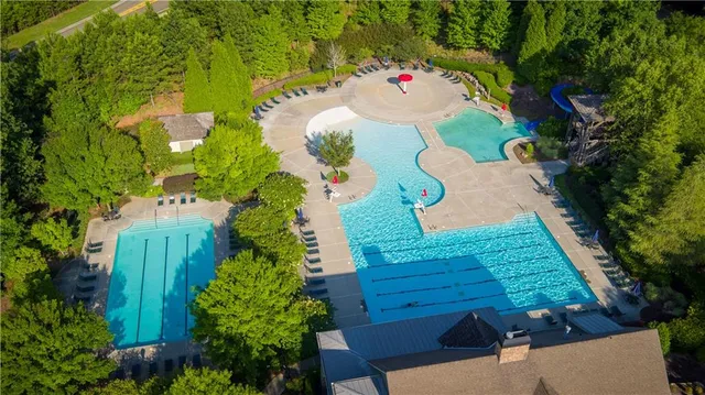 an aerial view of a house
