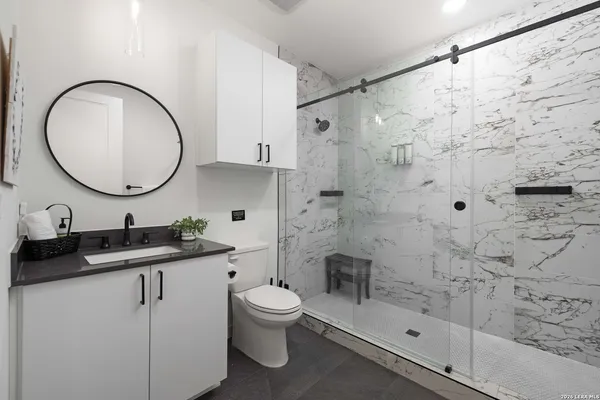 a bathroom with a shower