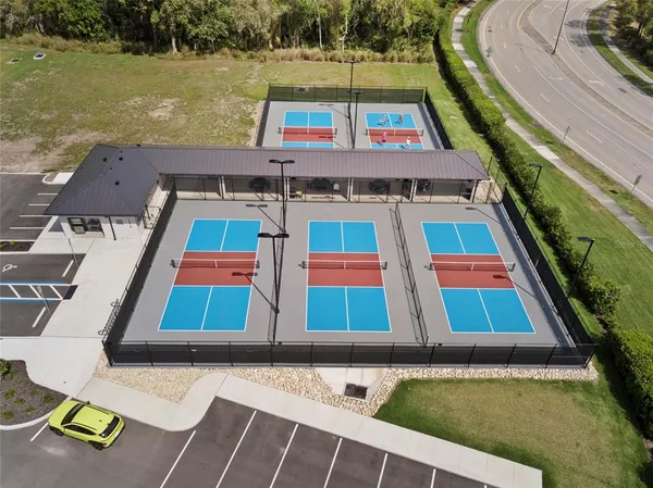 an aerial view of swimming pool