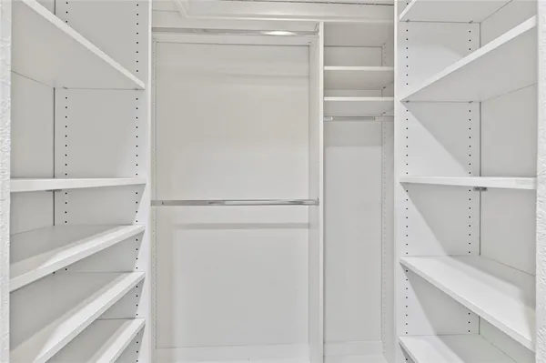 a view of an empty walk in closet