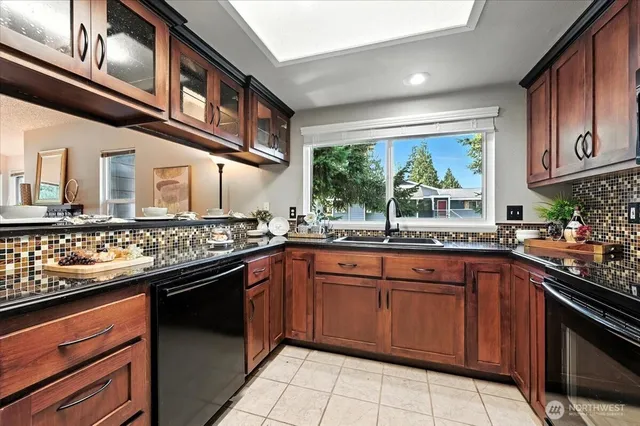 a kitchen with lots of counter top space