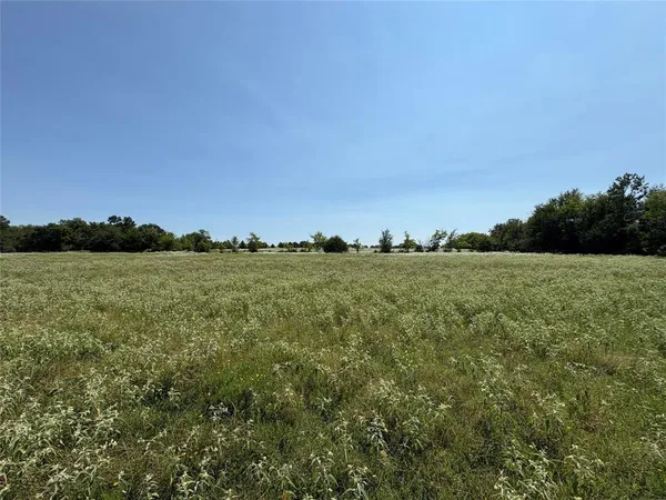 a view of a field with an ocean view
