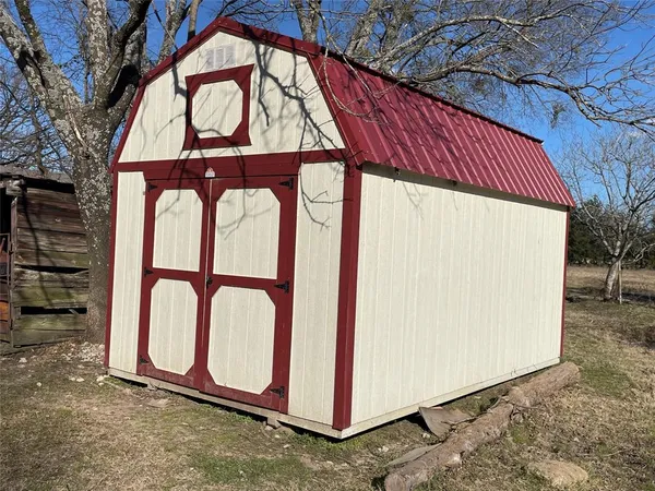 a view of a wooden door