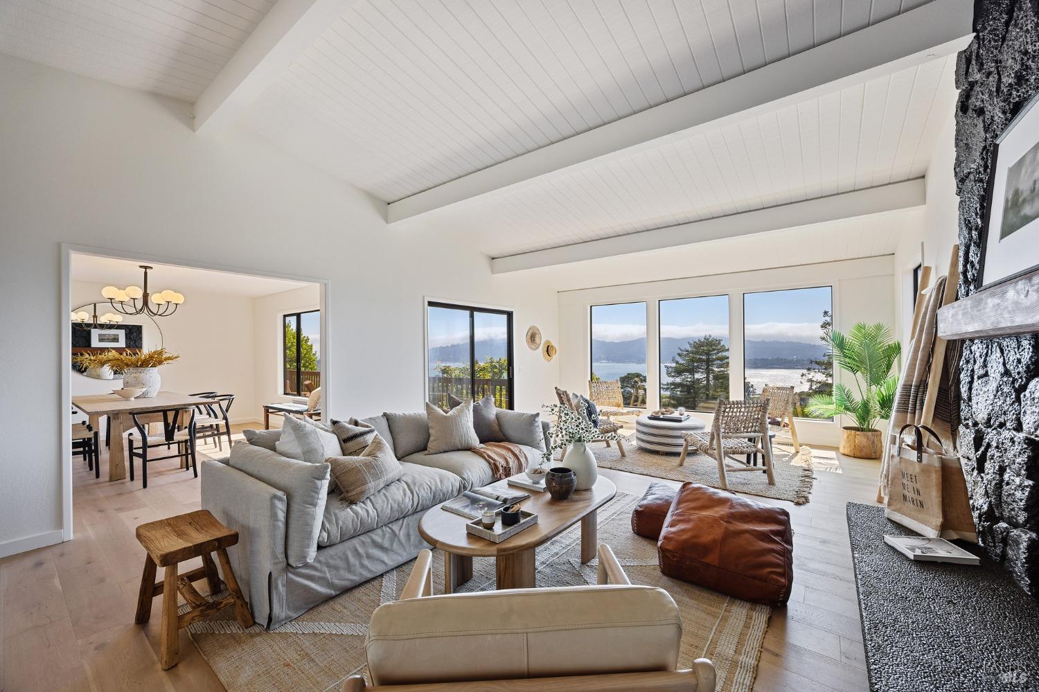 115 Geldert Drive Tiburon, CA 94920 - Photo 1 of 57 a living room with fireplace furniture and a large window