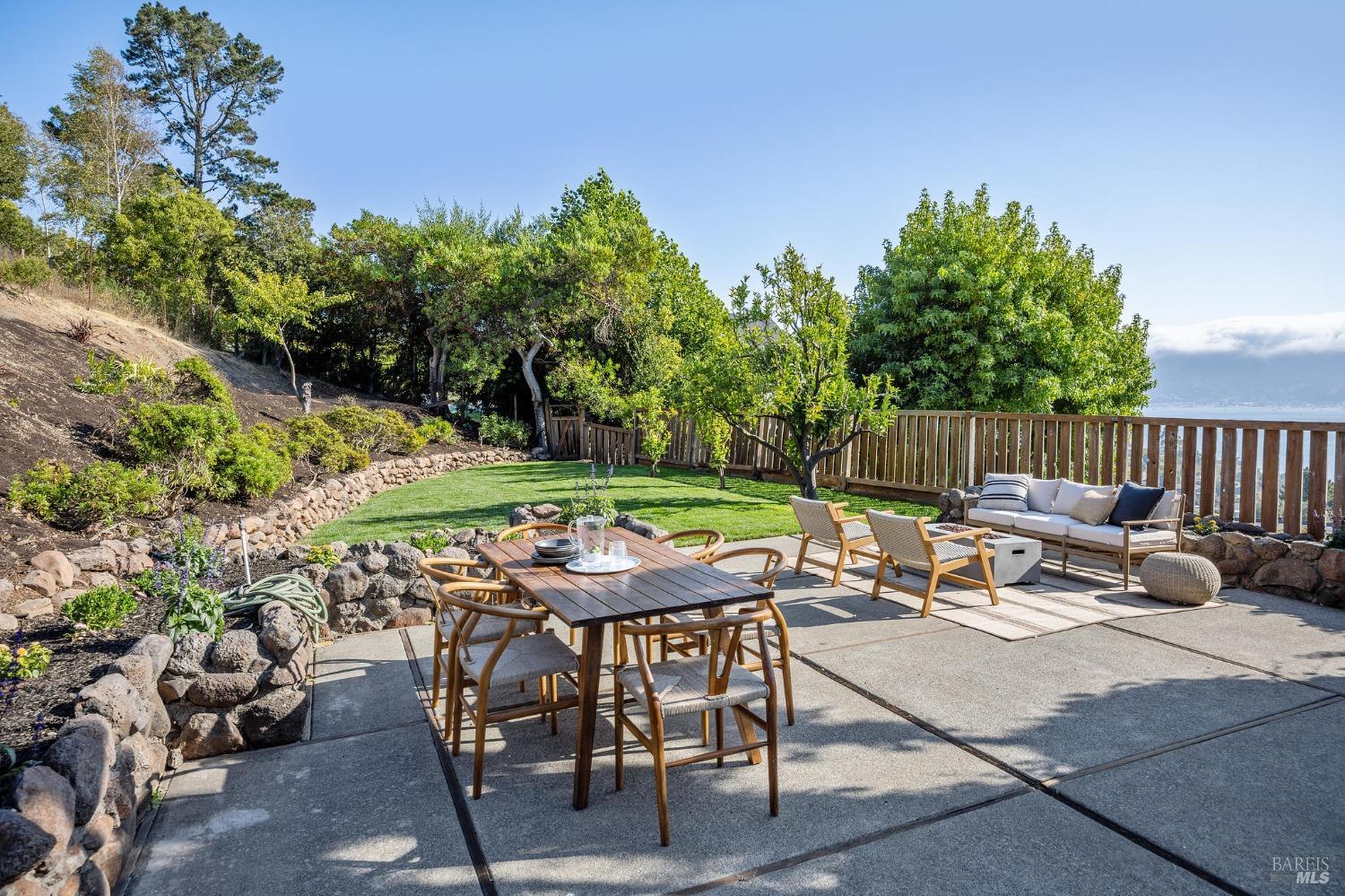 115 Geldert Drive Tiburon, CA 94920 - Photo 49 of 57 a view of backyard with seating area and green space